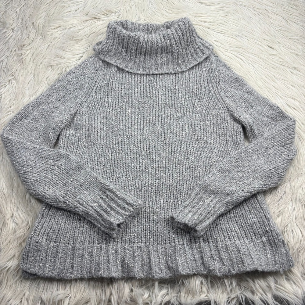 Talbots Women's L Gray Marled Cowl Neck Sweater Cozy Classic Preppy Wool